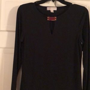 Michael kors black top with gold metal